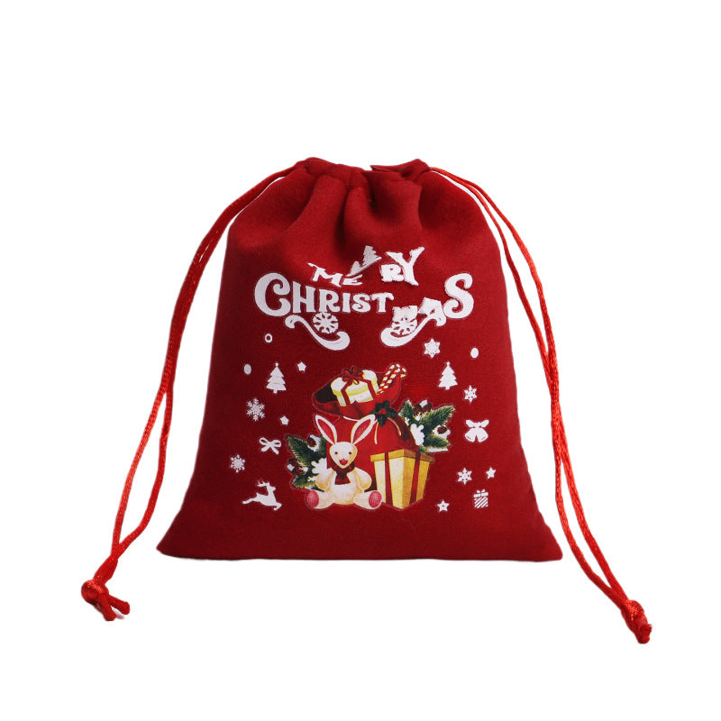 Wholesale Christmas Gift Bag Set Custom Drawstring  Velvet Bag
